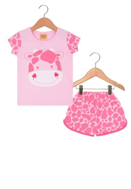 Pijama Confecções Rolu Curto Menina Rosa - Marca Confecções Rolu