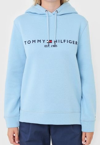 Moletom Flanelado Fechado Tommy Hilfiger Bordado Azul - Compre Agora