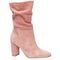 Bota Feminina Bico Redondo Rosa Bebe Suede Cano Medio Enrugado Salto Grosso Alto Couro - Marca Christian Fischer