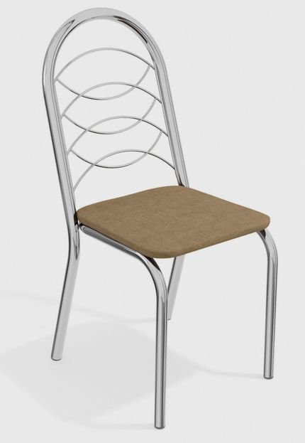 Kit 2 Cadeiras Holanda Cromada De Metal Capuccino Kappesberg Prata/Bege - Marca Kappesberg