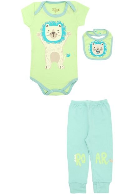 Conjunto 3pçs Kiko Baby Menino Verde/Azul - Marca Kiko Baby