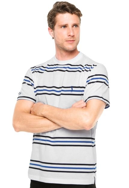 Camiseta Aleatory Bordado Branca/Preta/Azul - Marca Aleatory