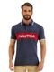 Polo Nautica Piquet Frisos Logo Colorblock Azul Marinho - Marca Nautica