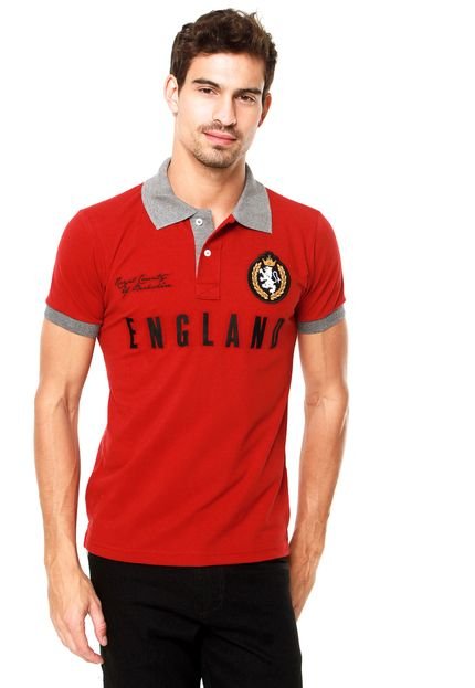 Camisa Polo Local England Vermelha/Cinza - Marca Local