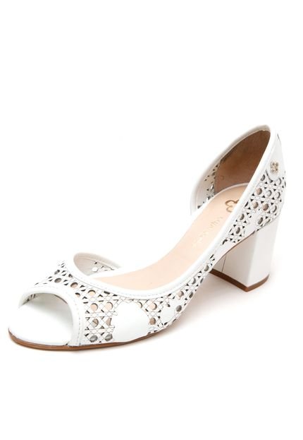 Peep Toe Couro Capodarte Vazado Dorsay Branco - Marca Capodarte