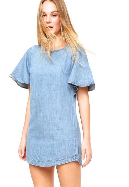 Vestido Jeans Curto Sommer Estonado Recorte Azul - Marca Sommer