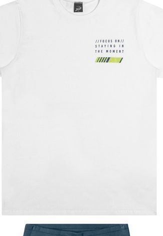 Conjunto Camiseta Branca Bermuda Infantil Elian 14 Unico