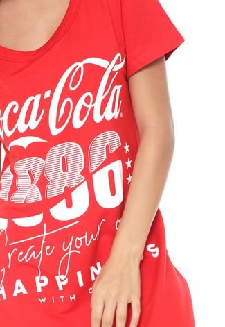 Vestido Coca-Cola Jeans Curto Lettering Vermelho