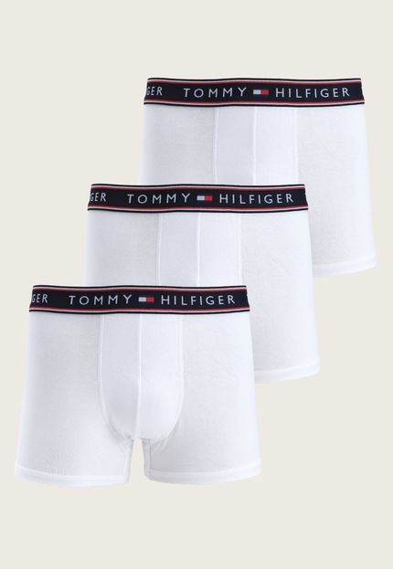 Kit 3pçs Cueca Tommy Hilfiger Boxer Logo Branca - Marca Tommy Hilfiger