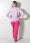 Pijama Longo Botão Linha Noite Amamentação Conforto Rosa Pink - Marca Linha Noite