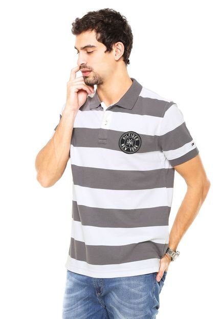 Camisa Polo Tommy Hilfiger Listrada Cinza - Marca Tommy Hilfiger