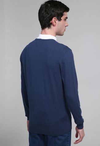 Suéter Tricot Hering Liso Azul-Marinho