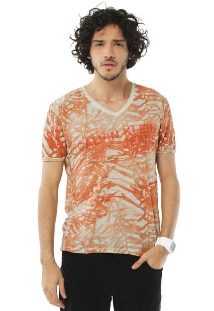 Camiseta Calvin Klein Tropical Laranja - Marca Calvin Klein Jeans