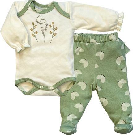 Kit Body Calça Borboletas Tilly M Verde - Marca Tilly Baby