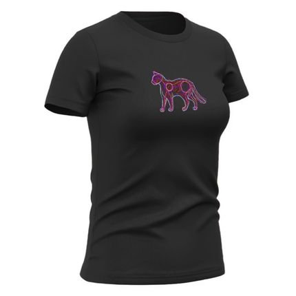 Camiseta Feminina Babylook de Algodão Gola Redonda Estilo Casual Confortavel Gato Esquelto - Marca Opice