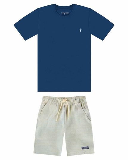 Conjunto Camiseta e Bermuda Moletinho Infantil Masculino Onda Marinha - Marca Onda Marinha