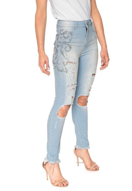 Calça Jeans Charry Skinny Destroyed Azul - Marca Charry