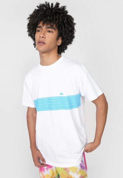 Camiseta Quiksilver Stripped Branca/Azul - Marca Quiksilver