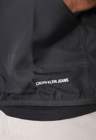 Jaqueta Corta Vento Calvin Klein Jeans Logo Preta