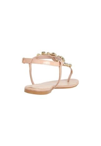 Rasteira DAFITI SHOES Com Pedras Nude - Compre Agora