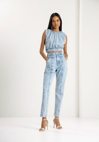Blusa Jeans Muscle Tee Cropped