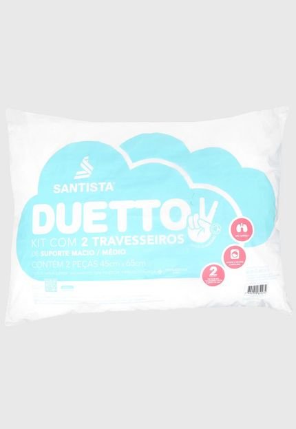 Kit Travesseiro Duetto Santista Branco - Marca Santista