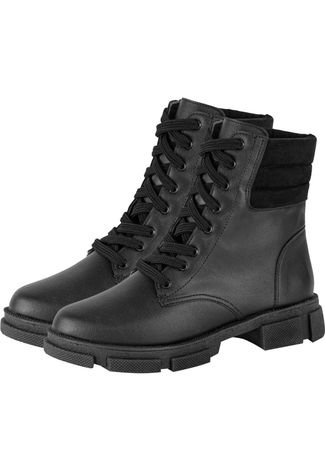 Bota Coturno Tratorada Lumiss Adventure Plataforma Trend Cano Curto Salto Baixo Preto