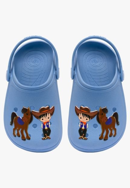 Sandalia Babuche Pópidi Infantil Menino Cowboy Azul - Marca Pópidí