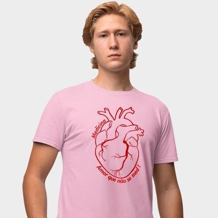Camisa Camiseta Genuine Grit Masculina Estampada Algodão Faculdade Medicina Amor que não se Med - P - Rosa Bebe - Marca Genuine