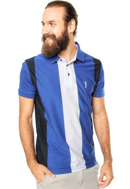 Camisa Polo Aleatory Faixas Azul - Marca Aleatory