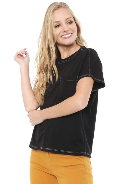 Blusa FiveBlu Pespontos Preta - Marca FiveBlu