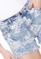 Short Jeans #MO Destroyed Floral Azul - Marca #MO