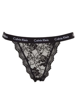 Calcinha Calvin Klein Underwear Renda Tanga Preta - Compre Agora