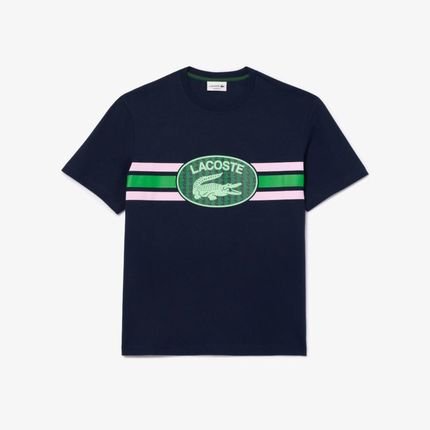 Camiseta Lacoste Regular Fit em algodão com estampa de monograma Azul Marinho - Marca Lacoste