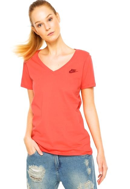 Camiseta Nike Sportswear Tee-Vneck Futura Swoosh Vermelha - Marca Nike Sportswear