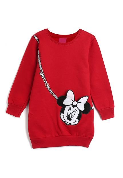 Vestido de Moletom Disney Infantil Minnie Vermelha - Marca Disney