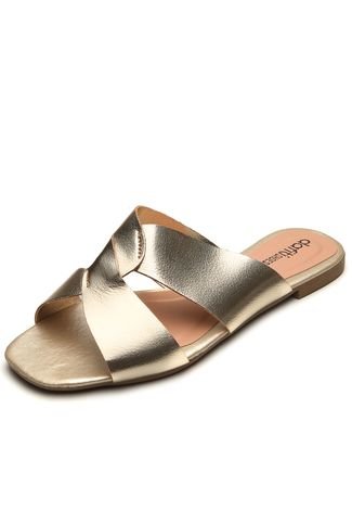 Rasteira DAFITI SHOES Metalizada Dourada - Compre Agora