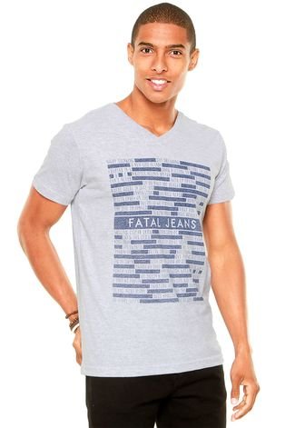 Camiseta Fatal Slim Estampada Cinza