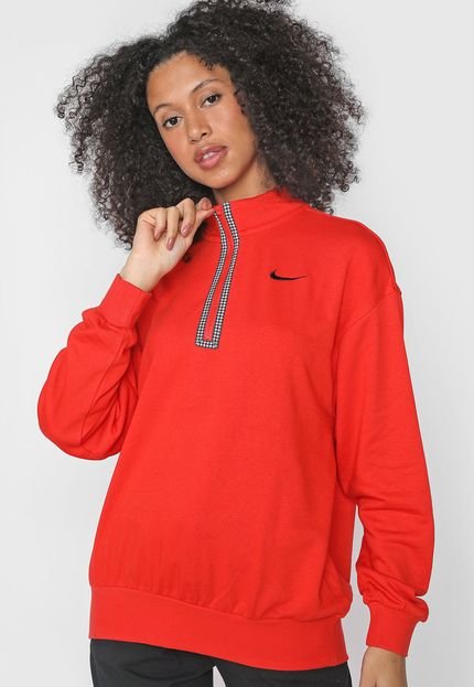 Blusa de Moletom Flanelada Fechada Nike Sportswear Nsw Icn Clsh Flc Vermelho - Marca Nike Sportswear