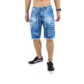 Bermuda Jeans Masculina Destroyed Rasgada Azul 307 Compre Agora Kanui Brasil