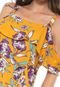 Vestido Ciganinha Lily Fashion Curto Floral Amarelo - Marca Lily Fashion