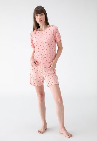 Pijama Malwee Curto Estampado Rosa