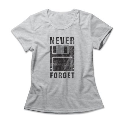 Camiseta Feminina Never Forget - Mescla Cinza - Marca Studio Geek 