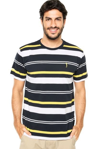 Camiseta Aleatory Multi Listras Azul/Branco/Amarelo - Marca Aleatory