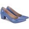 Scarpin Feminino Sapato Social Salto Quadrado Grosso Baixo Bico Fino Confortável Verniz Azul - Marca SACOLÃO DOS CALÇADOS