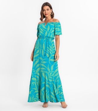 Vestido Longo Feminino Em Viscose Rovitex Verde