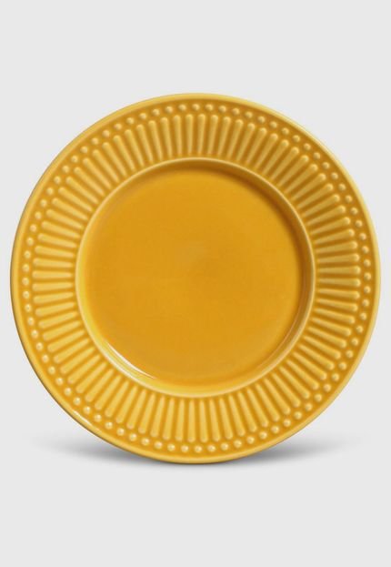 Conjunto 6pçs Pratos de Sobremesa 20,5cm Porto Brasil Roma Amarelo - Marca Porto Brasil