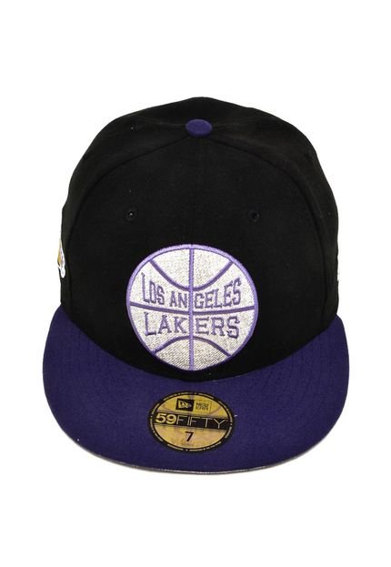 Boné New Era Fitted LA Lakers Preto/Roxo - Marca New Era