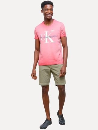 Bermuda Calvin Klein Jeans Masculina Sarja CKJ RE Issue Cáqui