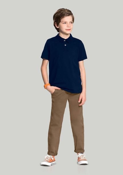 Camisa Polo Infantil Menino em Malha Básica - Marca Alakazoo